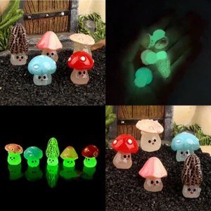 20PCS Tiny Resin Mushrooms Luminous Mini Ornaments DIY Craft Model Kids Gift - Picture 1 of 9