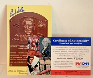 Bob Feller Signed Yellow Baseball Hall of Fame Plaque Autographed PSA/DNA - Picture 1 of 5