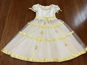 Custom Made Girl Dress Formal Pageant Wedding Kids White/Yellow Girl Size 8-10 - Picture 1 of 20