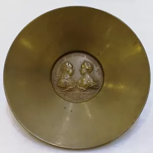 CARL AUBÖCK FRANC & MARIA THERESA 1759 BRONZE MEDAL BRASS BOWL AUSTRIA 1950´s - Picture 1 of 7