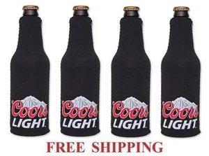COORS LIGHT MOUNTAINS 4 BEER BOTTLE SUIT COOLERS KOOZIE COOLIE HUGGIE BLACK NEW - Picture 1 of 1