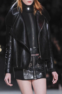 ANTHONY VACCARELLO Black Leather Metal Detail Zip Front Mini Skirt  2  4  or  6 - Image 1 of 4