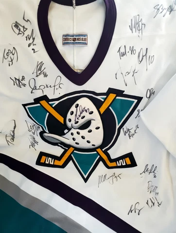 Teemu Selanne, Paul Kariya Signed Mighty Ducks Jersey Mens XL - RARE Cover