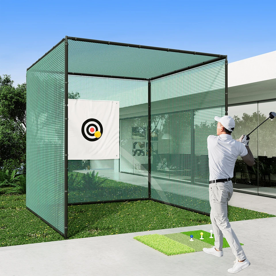 10X10X10FT Golf Driving Cage Practice Net For Swing Hitting Kit W/Training Aid - Image 1 of 4