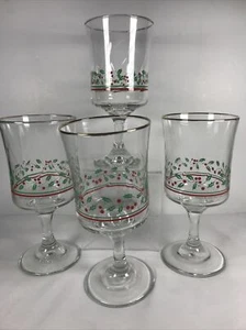 4 Vintage 1986 Arby’s Christmas Holly Berry Glasses (6 3/4”) EUC - Picture 1 of 6