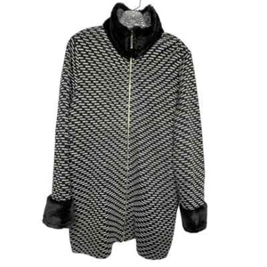 Black Rivet Faux Fur Trimmed Sweater Knit Coat Size Medium - Picture 1 of 6