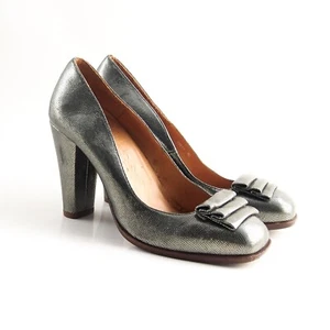 Chie Mihara Heels Pumps Silver Leather Womens Size US 10 EU 40 - Picture 1 of 11