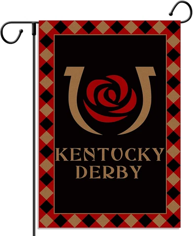 Kentucky Derby Garden Flag Run for The Roses Horseshoe Churchill Downs Cover