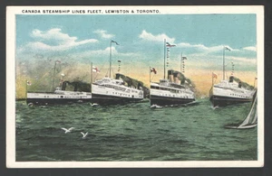 Vintage Postcard Canada STEAMSHIP LINES FLEET Lewiston & Toronto - Picture 1 of 2