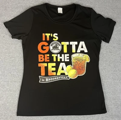 Camisa Breakfast Station para mujer pequeña negra It's Gotta Be The Tea Brooksville Foto 1 de 4