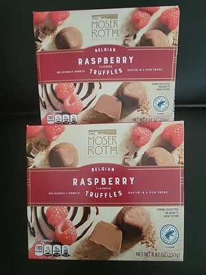 2( Two) MOSER ROTH Belgian " Raspberry Flavored Truffles" Packs, 8.7 oz each... - Image 1 of 4