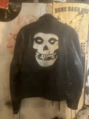 Chaqueta de moto de cuero vintage punk misfits auténtica 100 % cuero años 80’s Foto 1 de 4