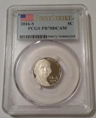 2016 S Jefferson prova de níquel PR70 DCAM PCGS First Strike - Imagem 1 de 2
