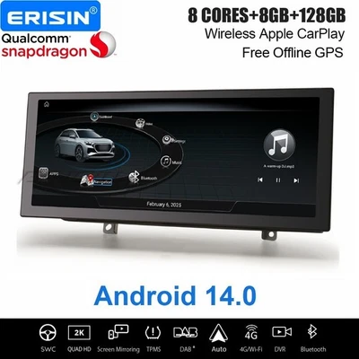 12,3" 8 Kern 128GB Android 14 Autoradio CarPlay Navi DAB+ Für Audi A4/A5/RS4/RS5 - Bild 1 von 4