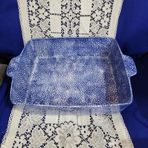 Blau gesprenkelte Keramik tiefe Schale Lasagne Pfanne mit Tonboden - Bild 1 von 4