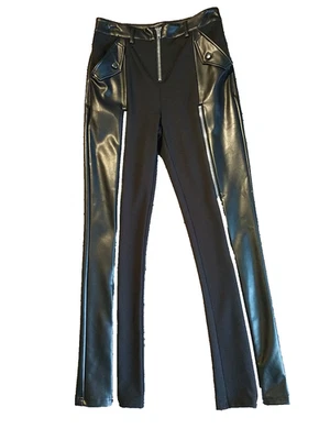 Pantalón Steve Madden Mujer Talla S Negro Imitación Cuero Cremallera Gótico Delgado Elástico (0503 Foto 1 de 4