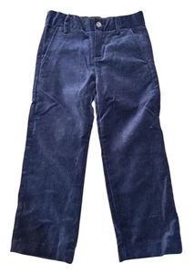 Janie And Jack Boys Size 6 Navy Blue Velvet Dress Pants Adjustable Waist Holiday - Picture 1 of 6