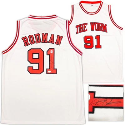 SALE! Chicago Bulls Dennis Rodman Autographed Signed White Jersey JSA - Image 1 of 4
