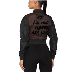 Maniere De Voir not all who wander are lost sheer back cropped jacket womens 6 - Picture 1 of 8