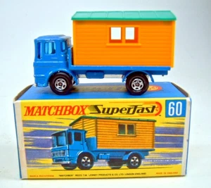 Matchbox Superfast Nr. 60A Site Hut Truck azul Bpl. con 2 remaches en caja "H" - Imagen 1 de 9