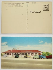 Vtg Frank Harris Truck Stop Brownwood TX 1940s Cars Barber Shop Linen Postcard - Picture 1 of 1