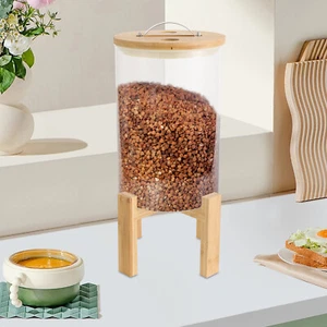 8L Rice Storage Container, Glass Grain Container, Rice Container with Lid& Stand - Picture 1 of 12