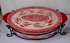 Temptations OLD WORLD CRANBERRY Oval Casserole 2.5 qt with 2 lids and rack