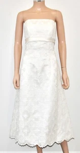 NWT GALINA Sz 10, Ivory Lace Strapless Tea Length Wedding Dress #T8627 - Picture 1 of 11