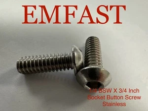 1/4 BSW x 3/4 Socket button head screw stainless steel a2 Whitworth dome allen - Picture 1 of 4