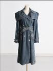 Womens Chic Denim Turn Down Collar Double Breast Belt Trench Coat Overcoat Dy