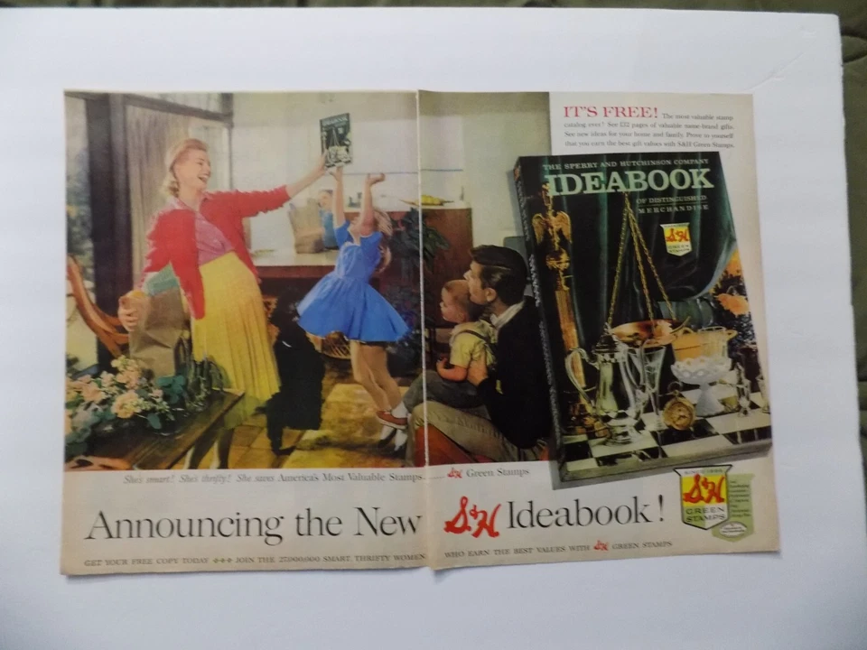 Anuncio impreso 1961 sellos verdes S&H libro nuevo anuncio de dos páginas Foto 1 de 1