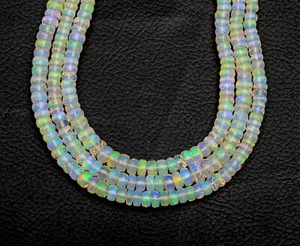 AA+ Ethiopian Opal Faceted Rondelle 8 Inch Strand 3-5.5 MM Gemstone Beads Gifts - Picture 1 of 4