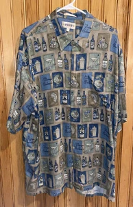CAMPIA HAWAIIAN MARTINI DRINKS COCKTAIL ALOHA HAPPY HOUR PARTY SHIRT 2X RAYON - Picture 1 of 10