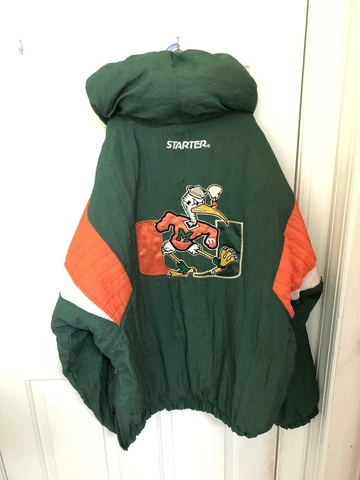Vintage Miami Hurricanes Starter Pullover Puffer Jacket Size M NCAA Cover