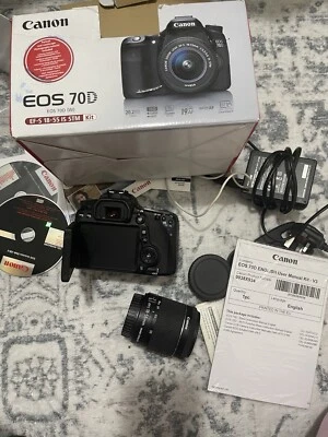 Canon EOS 70D 20.2MP Digital SLR Camera Black+  18-55mm STM Lens+CANON 70D BOX - Image 1 of 4