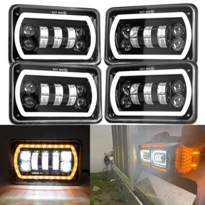 4pcs 4x6" Led DRL Light Turn Signal Fog Headlight For Kenworth Peterbilt Truck - Picture 1 of 12