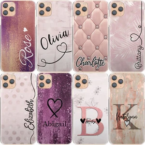 Personalised Phone Case For Huawei/Honor;Initial Flower Pink Marble Hard Cover - Picture 1 of 19