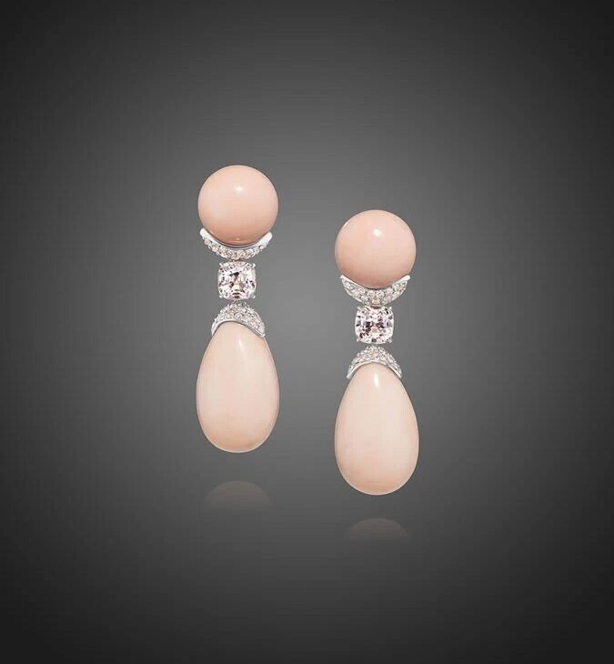 Pendientes colgantes Syn Coral plata de ley 925 noche fiesta subasta joyas Foto 1 de 4