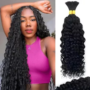 Human Braiding Hair 22 Inch 100 Grams Deep Water Wave 10A Grade Brazilian Hair - Picture 1 of 10