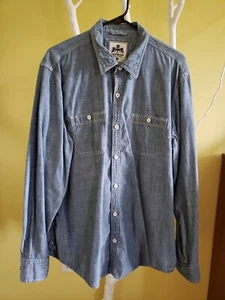 Mens Express Denim Blue Long Sleeve Button Up XL Two Pocket Jean Shirt Vintage - Picture 1 of 3