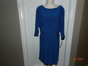 Evan Picone Women's 3/4 Sleeve Dress-Evening/Career/Casual-Blue-Size 4-NWT