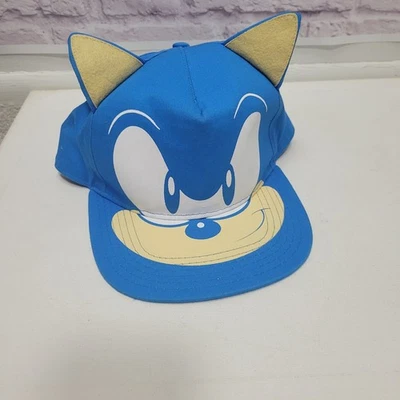 Gorra de béisbol azul Sega Sonic the Hedgehog Snapback con orejas talla adulto usada Foto 1 de 4