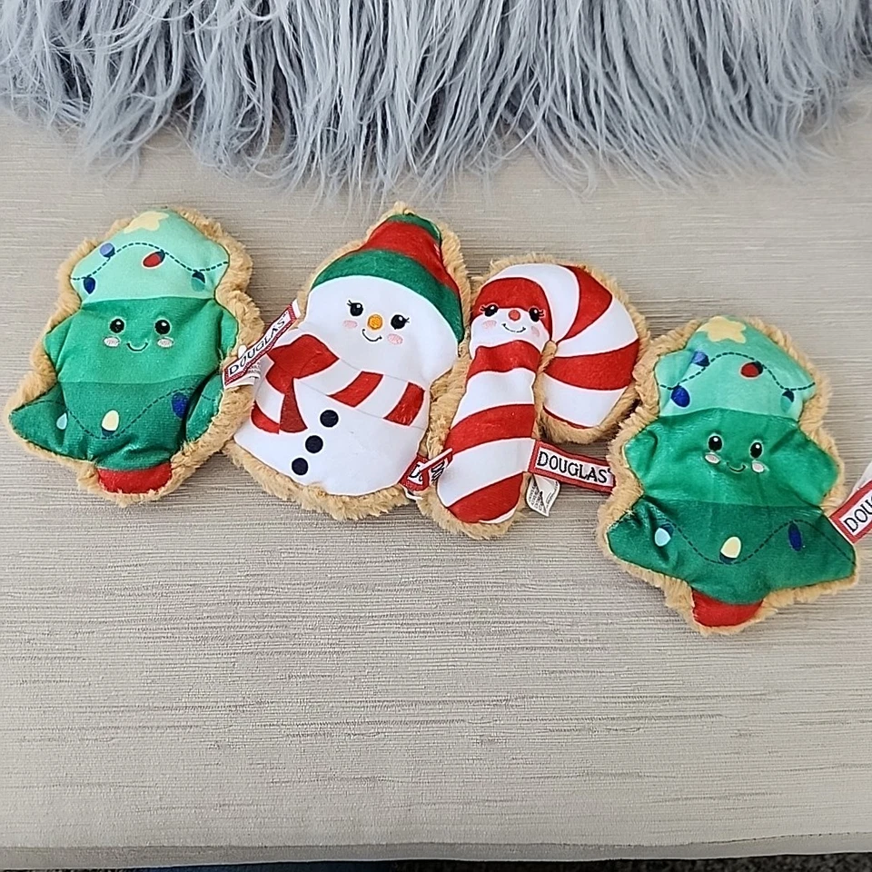 Douglas set of 4 snowman candy cane tree  Filled Mini Plushie 5" - Image 1 of 2
