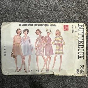 Butterick 5243 Dress With Yoke Size 14 Sewing Pattern Vintage C.1969 - Picture 1 of 12