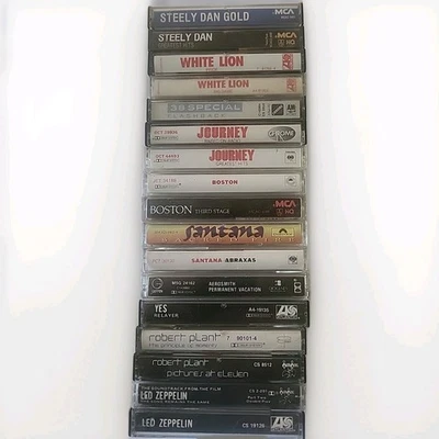 22 70s 80s Rock Mix Cassette Tape Lot,  Zeppelin,White Lion,Yes,Boston, Journey - Image 1 of 4