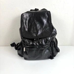 LeSPORTSAC Kordelzug Rucksack schwarz glänzend verstellbare Träger edel Tasche Handtasche - Bild 1 von 15