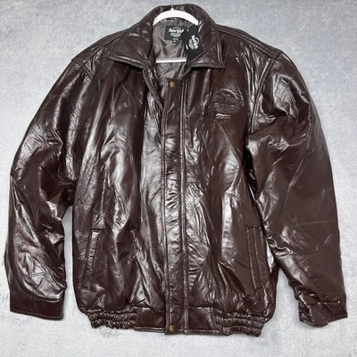 Chaqueta Bomber Hard Rock Hotel & Casino Para Hombres Cuero 4X Marrón Acolchada Biloxi Nueva de Lote Antiguo Foto 1 de 4