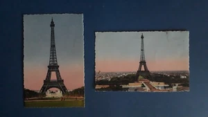 Lot of 2 La Tour Eiffel Vintage 1952's Colourized Postcards - Bild 1 von 5