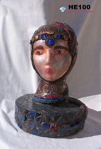 Snake Lady Mosaic Art Head Sculpture - One-of-a-Kind  Great in your home HE100 - Picture 1 of 8