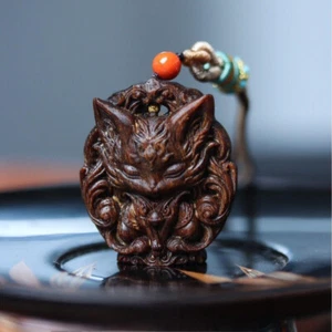 Hand-carved Vietnam Nha Trang Agarwood- Nine-tailed Fox Pendant Necklace - Picture 1 of 11